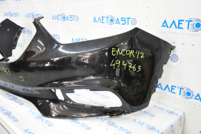 Bumper front bare upper Buick Encore 17-19 without parking sensors, black GB8, broken fastener, scratches