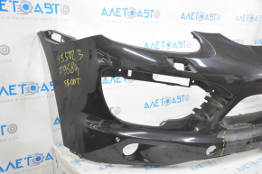 Front bare bumper Porsche Cayenne 958 11-14 black, for parking sensors, for headlight washers, pressed, broken fastener, cracks