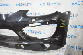 Front bare bumper Porsche Cayenne 958 11-14 black, for parking sensors, for headlight washers, pressed, broken fastener, cracks