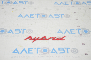 Emblem rear inscription "hybrid" Porsche Cayenne 958 11-14 red