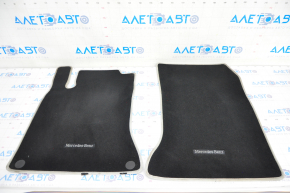 Set of floor mats for Mercedes CLA 14-19 black, cloth, grey piping, torn