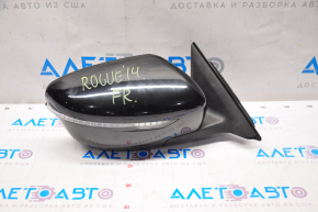 Side mirror right complete Nissan Rogue 14-16 5 pins, turn signal, black, worn