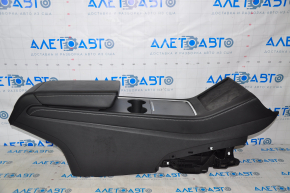 Central console armrest and cup holders Tesla Model 3 21- leather black, no wiring, broken pocket mechanism, scratches