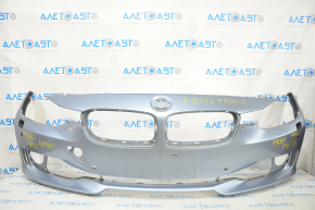 Bare front bumper BMW 3 F30 12-15 for parking sensors, for washers, blue, scratches, breakage of the mount, crack