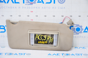 Right visor Honda Accord 13-17 beige, without hook, dry cleanable