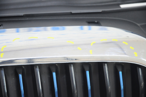 Radiator grill assembly BMW 5 G30 18- 530e hybrid, with radiator deflector blinds, chrome, sand