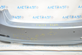 Bare rear bumper BMW 3 F30 12-15 for parking sensors, blue, pressed, scratches, broken mount