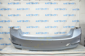 Bare rear bumper BMW 3 F30 12-15 for parking sensors, blue, pressed, scratches, broken mount