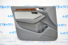 Door trim card front left Audi Q5 8R 09-17 dark gray, with wood insert, with window lift and mirror control scratches