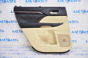Door trim card rear left Toyota Highlander 14-16 under JBL with curtain beige, wood insert, scratch