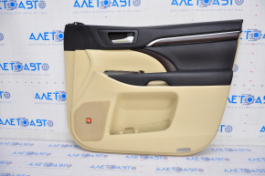 Door trim card front right Toyota Highlander 14-16 under JBL, beige, wood insert, scratches