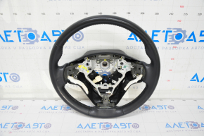 Naked steering wheel Toyota Highlander 14-19 leather, heated, black, scratches, worn
