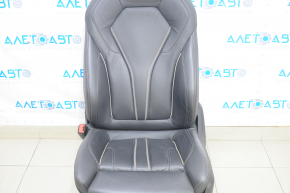 Driver's seat BMW 5 G30 17-23 with airbag, leather black, white stitching