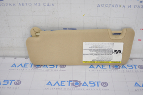 Right visor Toyota Highlander 14-19 beige, without hook, missing cover, broken fastener, needs cleaning