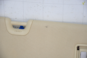 Right visor Toyota Highlander 14-19 beige, without hook, missing cover, broken fastener, needs cleaning