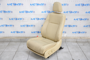 Driver's seat Toyota Highlander 14-19 with airbag, beige leather, electric, with ventilation, worn