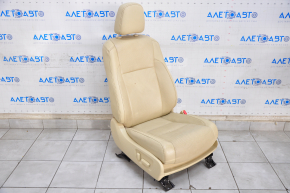 Passenger seat Toyota Highlander 14-16 with airbag, leather beige, electric, with ventilation, worn