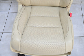 Passenger seat Toyota Highlander 14-16 with airbag, leather beige, electric, with ventilation, worn