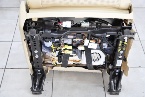 Passenger seat Toyota Highlander 14-16 with airbag, leather beige, electric, with ventilation, worn