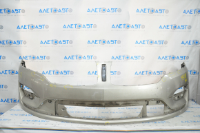 Front bumper bare Lincoln MKC 15-18 prerest, beige, broken crepe, scratches, pressed