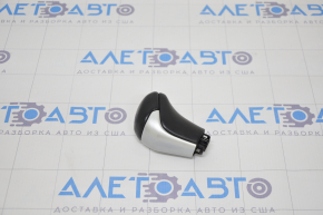 Gear knob Toyota Highlander 14-19 leather black, gray insert, scratches on leather