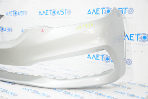 Bare front bumper BMW 5 G30 17-20 for parking sensors, silver, dented, broken mount, cracks