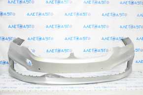 Bare front bumper BMW 5 G30 17-20 for parking sensors, silver, dented, broken mount, cracks