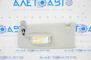 Left visor Jeep Compass 17-21 gray, dry-cleanable, without hook, with backlight, for cleaning
