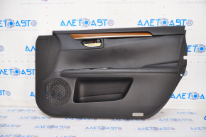 Door trim card front right Lexus ES300h ES350 13-18 black with black insert leather, armrest leather, molding under wood gloss, dents, scratch