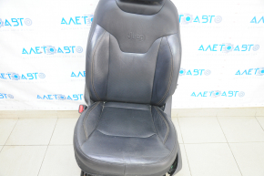 Driver's seat Jeep Compass 17- with airbag, electric, leather black, scratches, broken pad mount