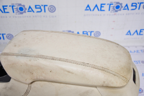 Central console armrest and cup holders Lincoln MKC 15 - beige, driftwood, dry-cleanable, scratches on chrome, worn leather