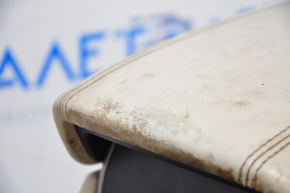 Central console armrest and cup holders Lincoln MKC 15 - beige, driftwood, dry-cleanable, scratches on chrome, worn leather