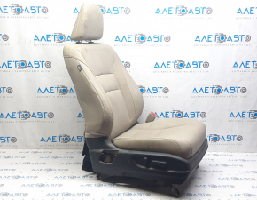 Passenger seat Honda Accord 13-15 without airbag, electric, beige leather, scuffs, dry cleaning, without seat adjustment motor