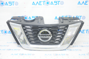 Radiator grill grill Nissan Rogue 17- without camera, under radar, under round emblem, japan built with emblem, scratches, sand