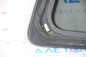 Window blind glass rear left Nissan Rogue 14-20 factory tinted, scratches on chrome, broken guides