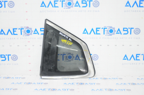 Window blind glass rear left Nissan Rogue 14-20 factory tinted, scratches on chrome, broken guides