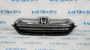 Radiator grill assembly Honda CRV 17-19 with badge, honeycomb fractures, broken fasteners, cracks, sand