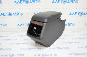 Console center armrest Toyota Avalon 13-18 leather black scratches, cracked armrest, under air duct and control, without air duct and control