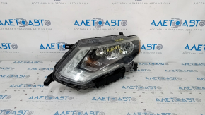 Headlight front left Nissan Rogue 17- halogen, with mount, varnish, sand