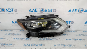 Headlight front right Nissan Rogue 17- halogen, with mount, varnish, sand