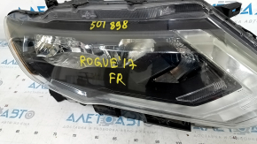 Headlight front right Nissan Rogue 17- halogen, with mount, varnish, sand