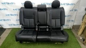 Rear row of seats 2 row Nissan Rogue 14-20 leather black, perforation, tear of headrest, scratches