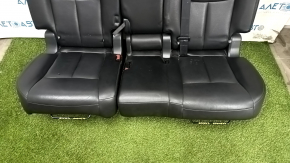 Rear row of seats 2 row Nissan Rogue 14-20 leather black, perforation, tear of headrest, scratches