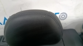 Rear row of seats 2 row Nissan Rogue 14-20 leather black, perforation, tear of headrest, scratches