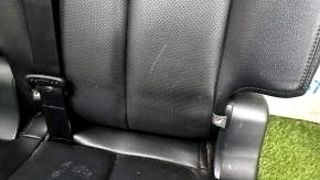 Rear row of seats 2 row Nissan Rogue 14-20 leather black, perforation, tear of headrest, scratches