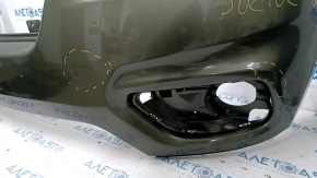 Bare front bumper upper part Jeep Cherokee KL 19-21 without parking sensors, without plug towing hook, green, pressed, scratches