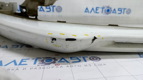 Front bumper bare Ford Fusion mk5 17-18 white YZ, without parking sensors, dented, scuffed, scratches, broken fasteners