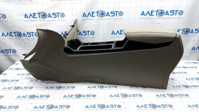 Central console armrest and cup holders Ford Escape MK3 17- beige, leather, scratches, driftwood
