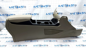 Central console armrest and cup holders Ford Escape MK3 17- beige, leather, scratches, driftwood