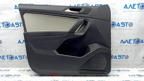 Door trim card front left VW Tiguan 18-24 black, gray leather insert, armrest leather black, scratches